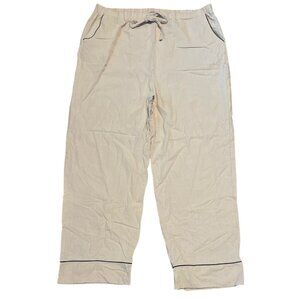 Nasty Gal Womens Linen-Blend Pants Beige Size 16 Black trim Boho‎